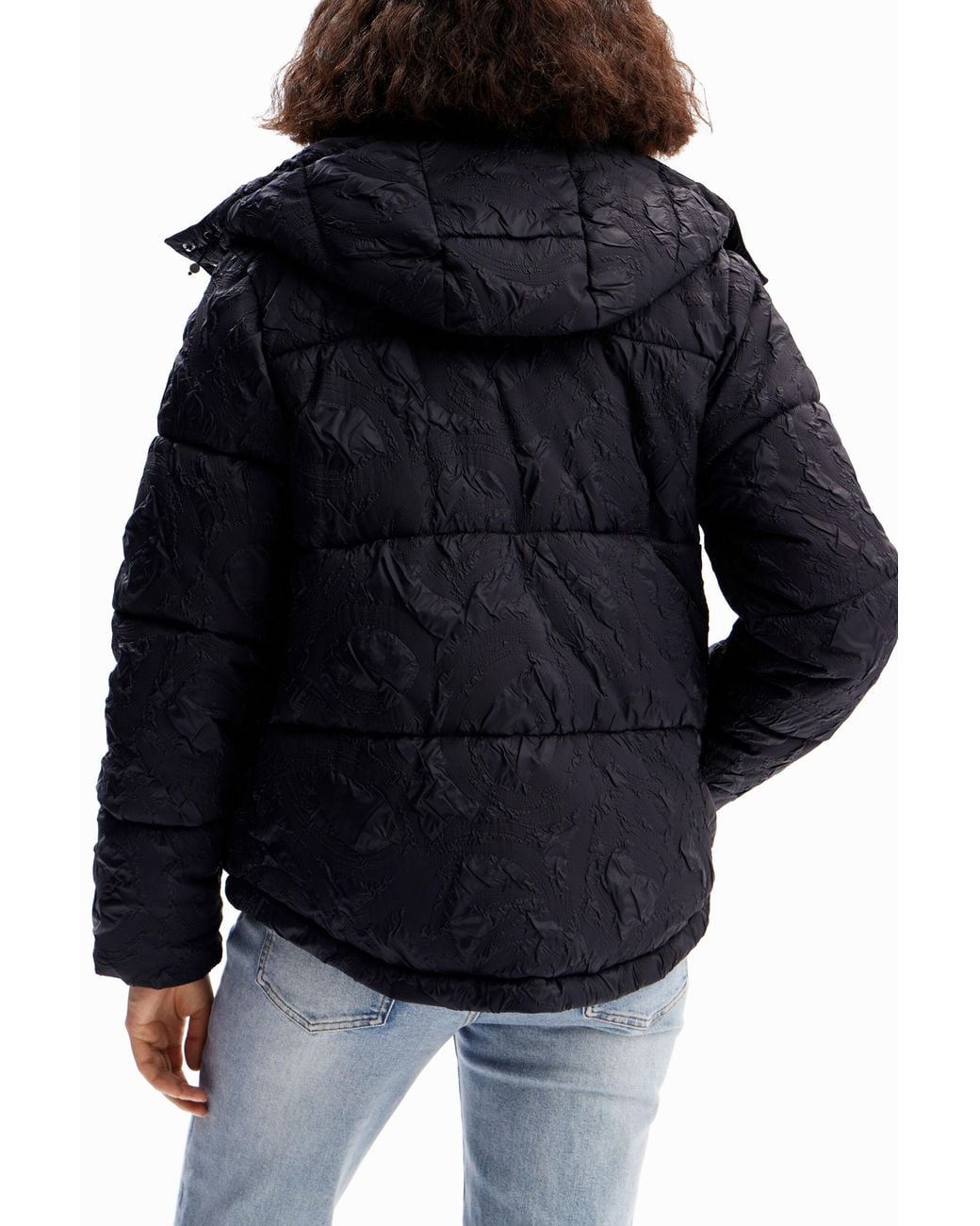 Desigual Blue Textured Quilted Jacket