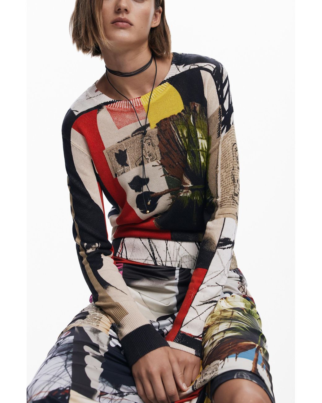 Desigual Blue Sweater Designed By Mr. Christian Lacroix