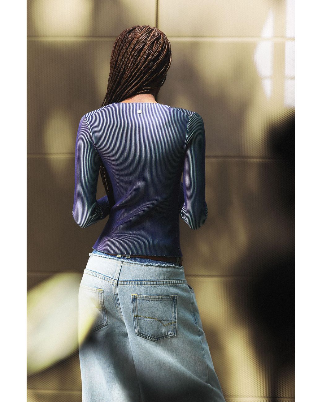 Desigual Blue Iridescent Knit Sweater