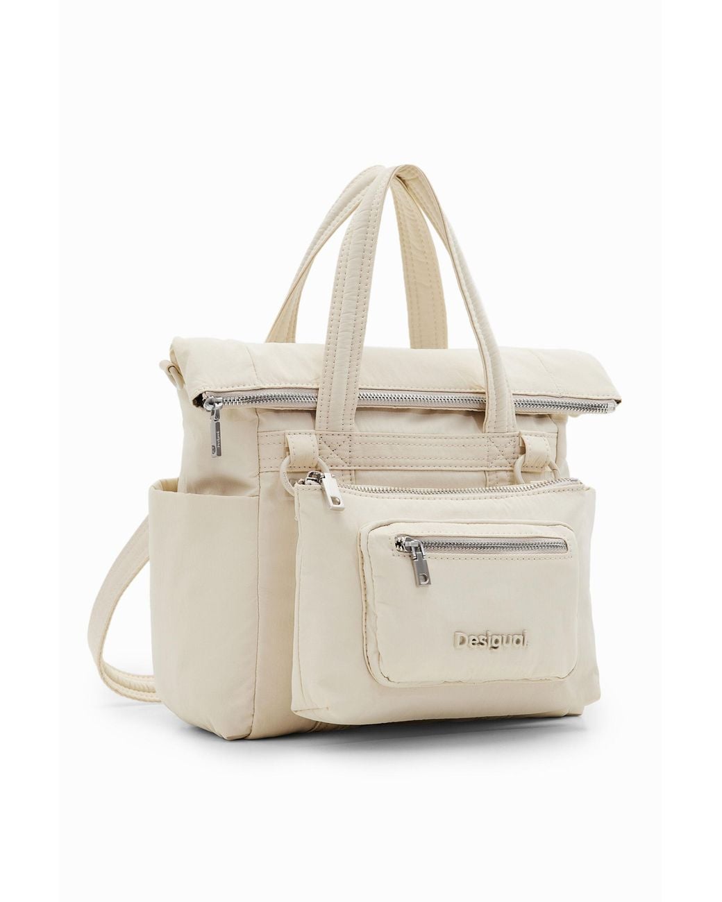 Desigual White M Multi-Position Voyager Backpack, Polyamide