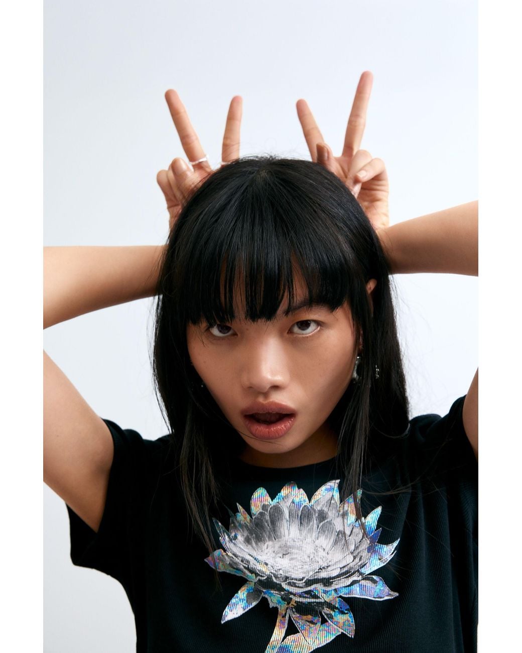 Desigual Black Floral Print T-Shirt, Cotton