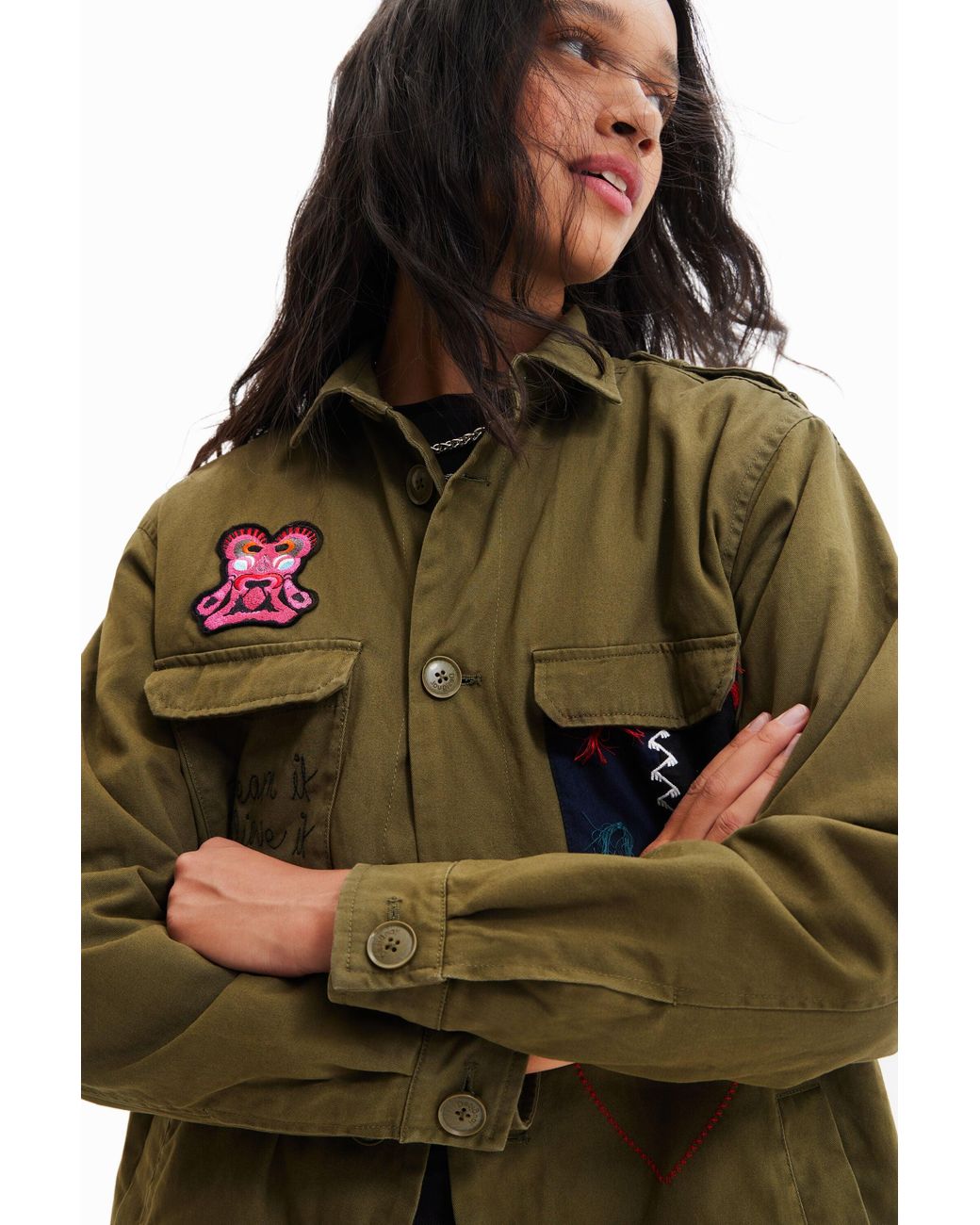 Desigual Green Christian Lacroix Military Parka, Cotton
