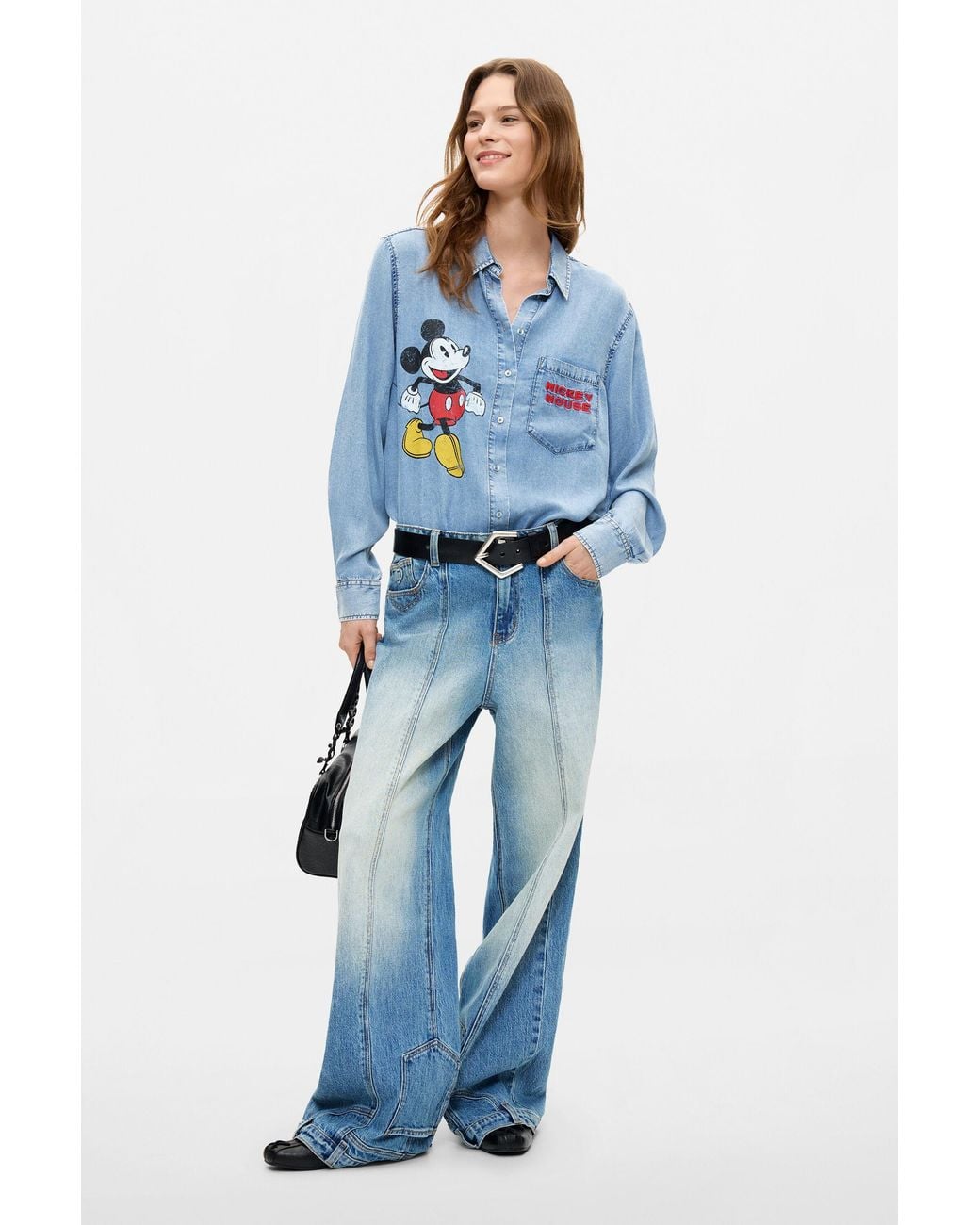 Desigual Blue Mickey Shirt, Lyocell