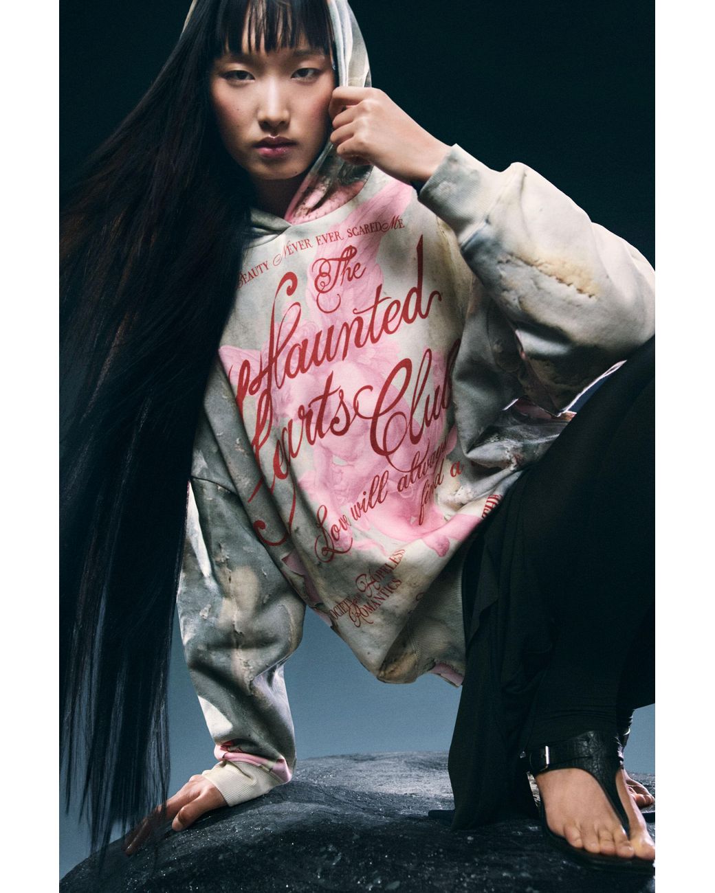 Desigual Blue Printed Oversized Sweatshirt, Cotton