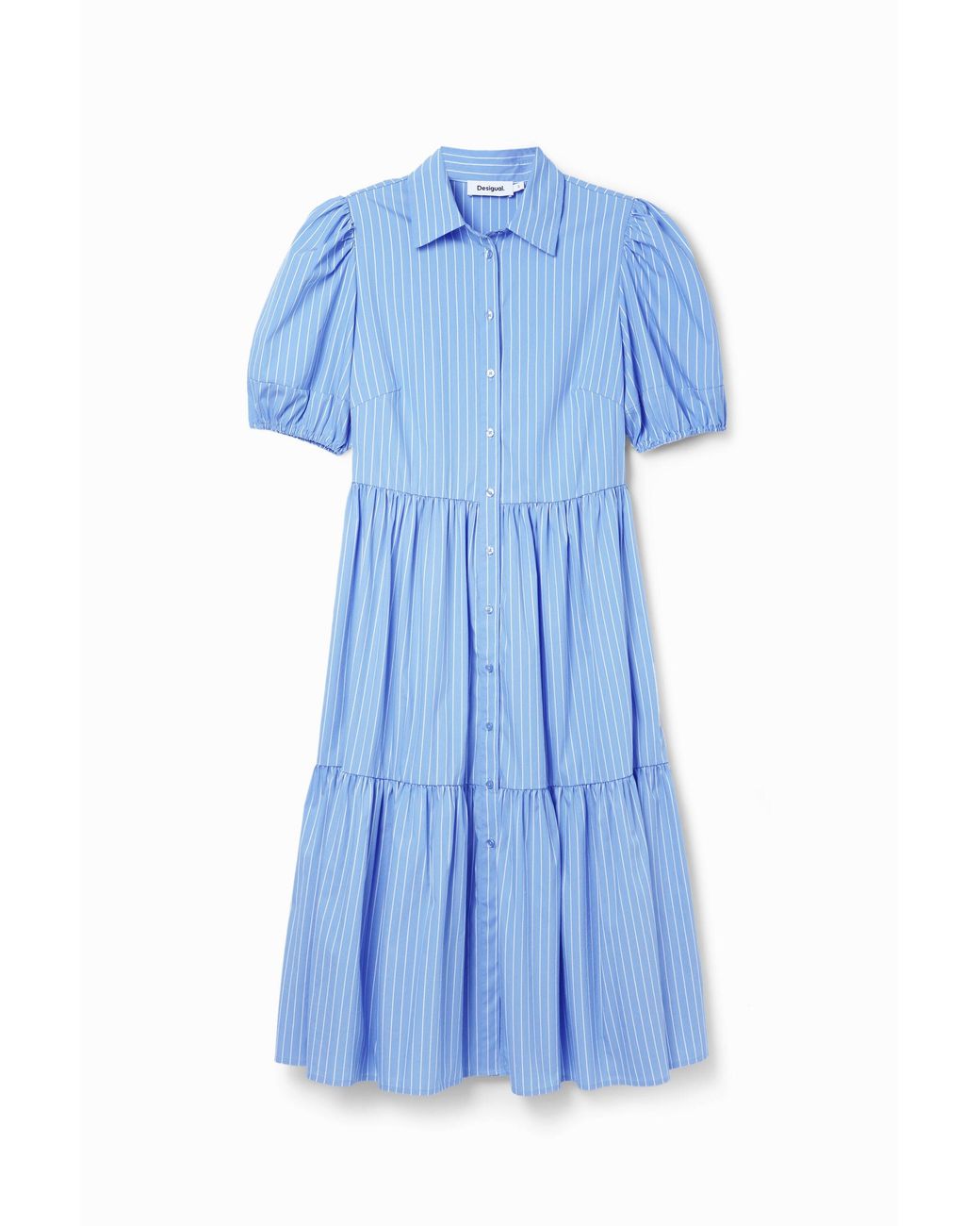 Desigual Blue Striped Midi Shirt Dress