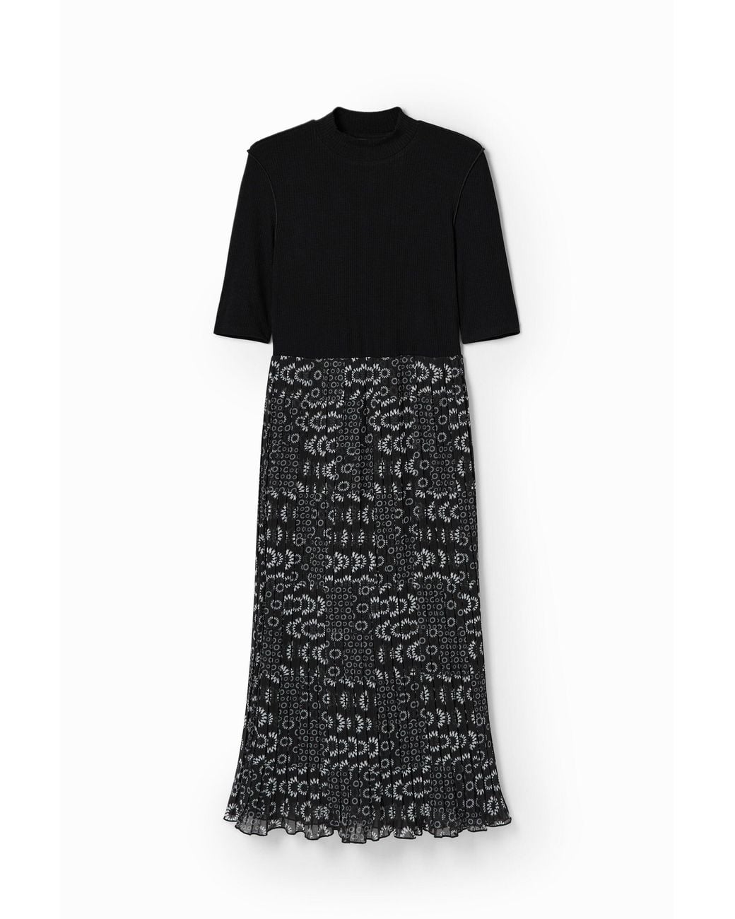 Desigual Black Combination Midi Dress