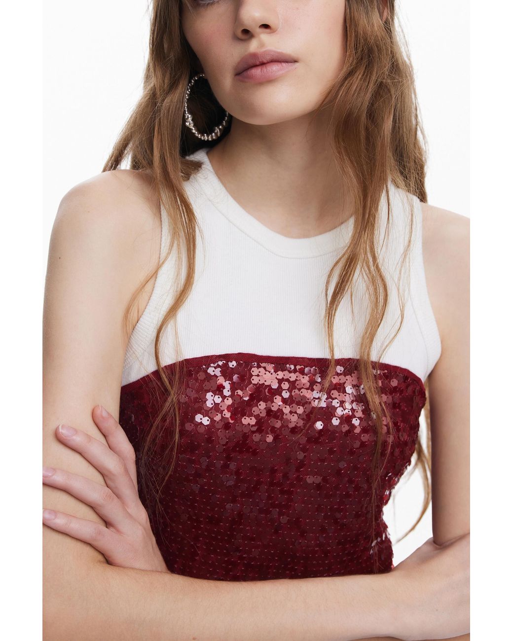 Desigual Red Combined Midi Dress