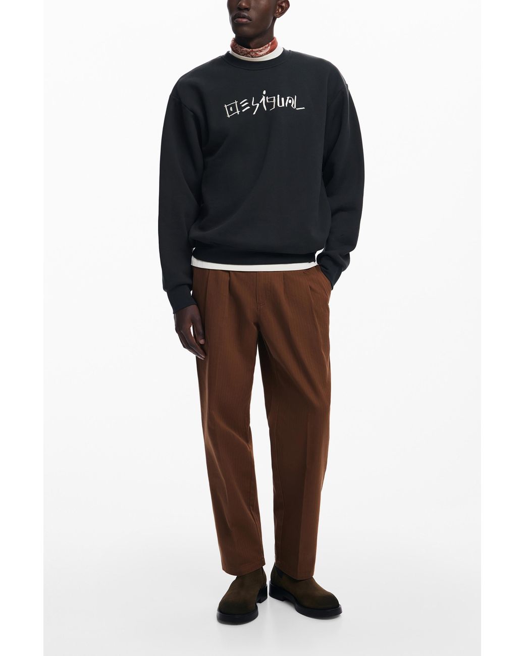Desigual Black Sweatshirt Japan Magazine Knit for men