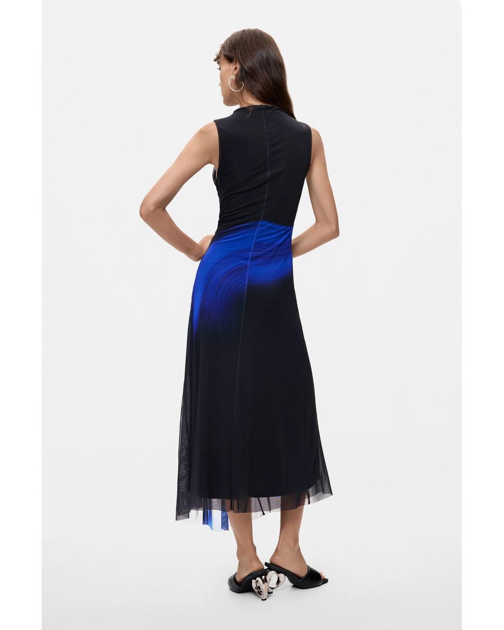 Desigual Blue Sleeveless Midi Dress, Polyester