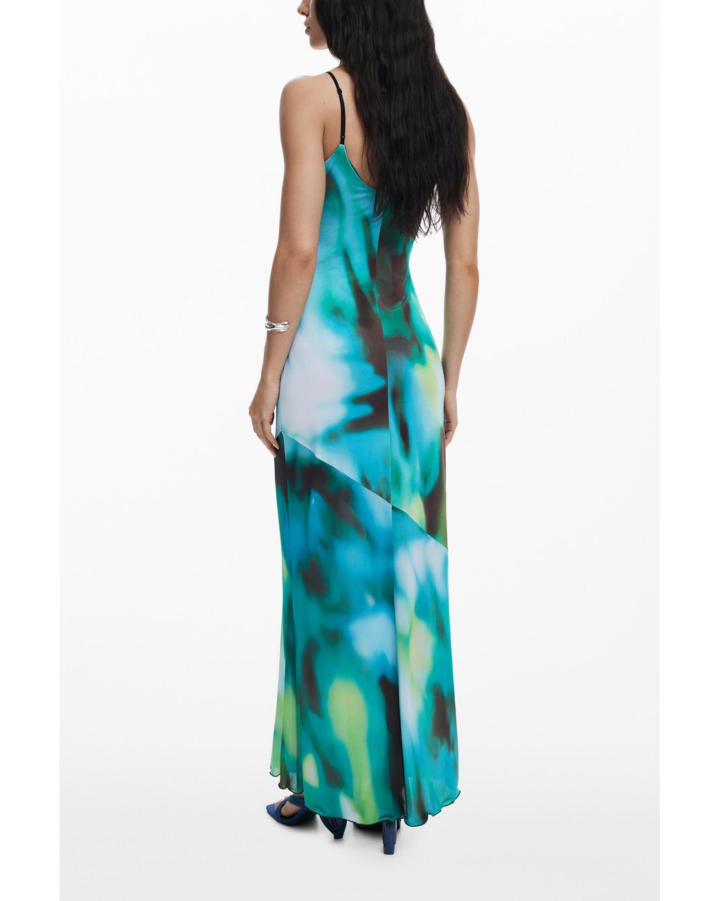 Desigual Blue Tie-Dye Strappy Dress, Polyester
