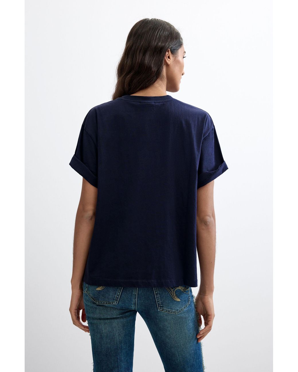 Desigual Blue Printed T-Shirt 100% Cotton, Cotton