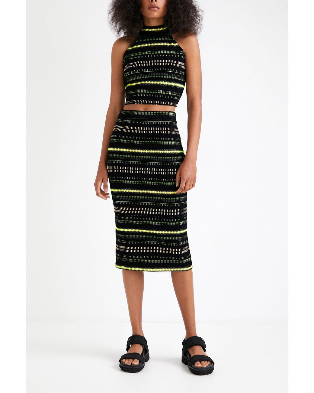 Desigual Black Striped Crop Top
