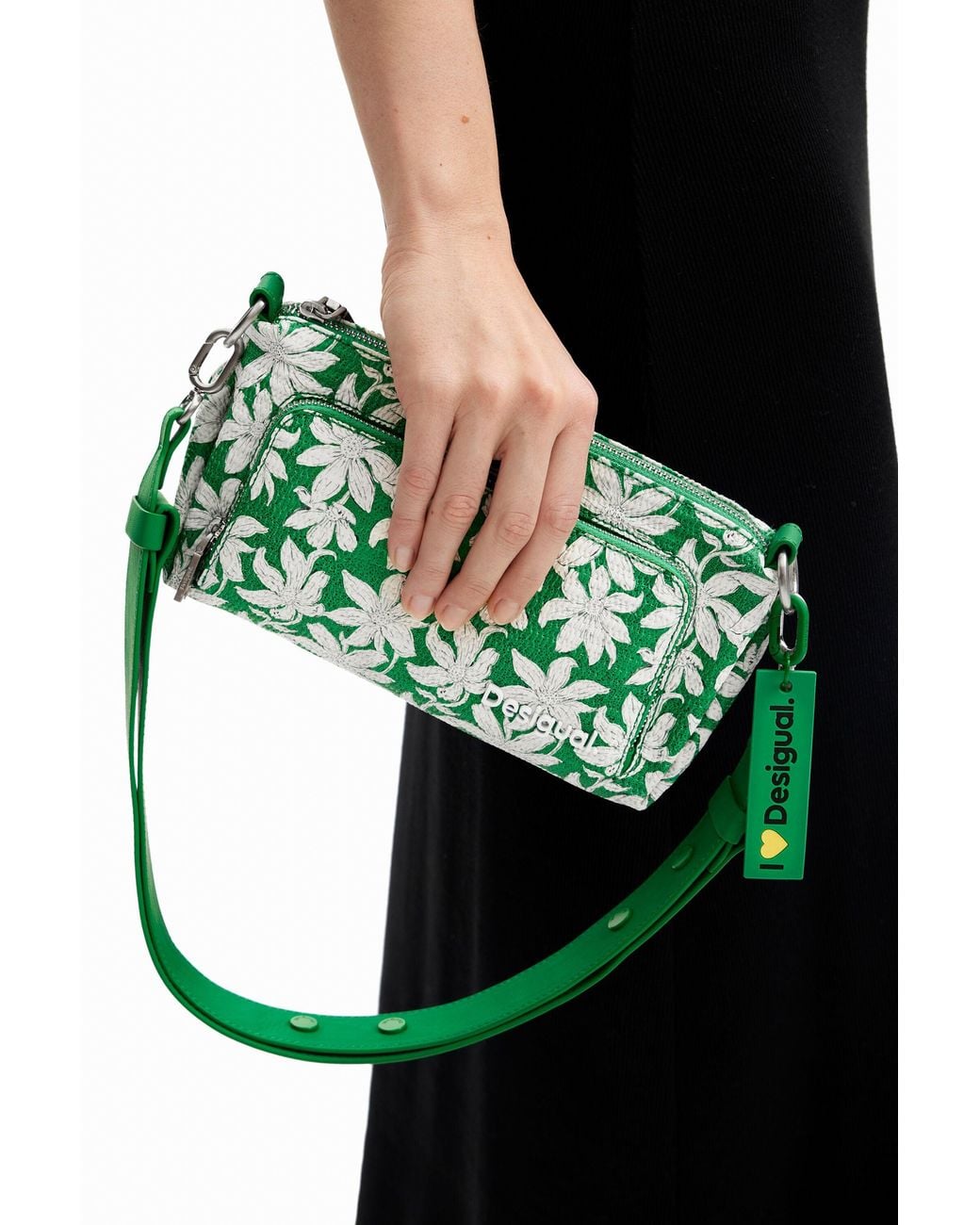 Desigual Green S Textured Floral Crossbody Bag, Polyurethane