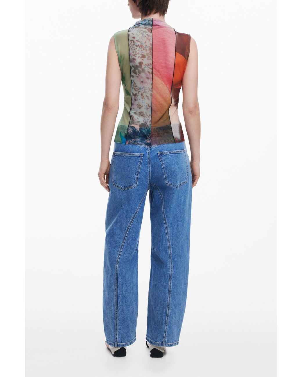 Desigual White Arty Print T-Shirt, Polyester