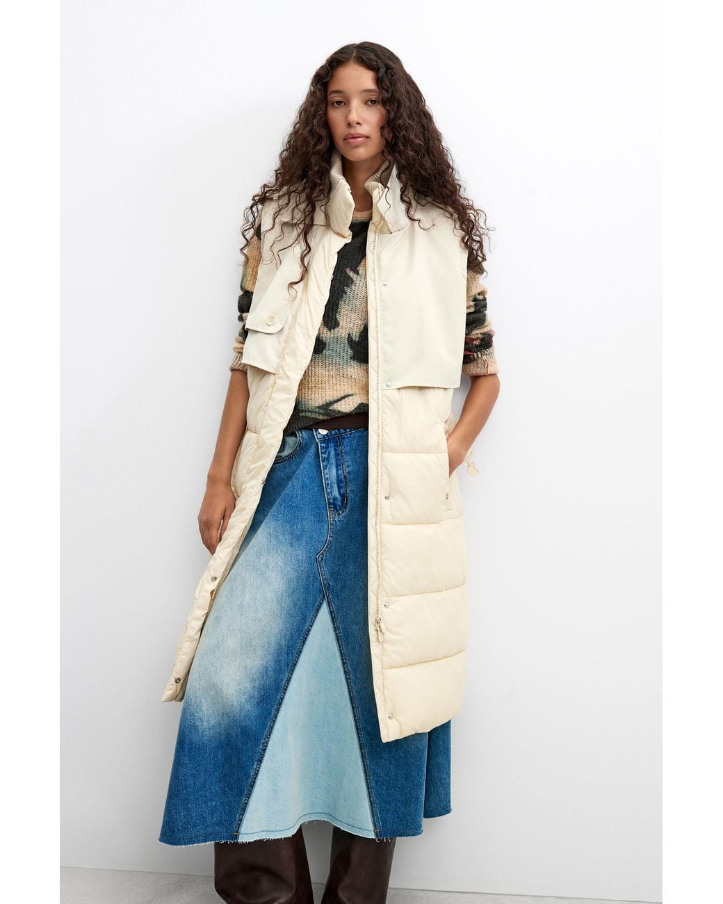 Desigual Blue Long Padded Coat