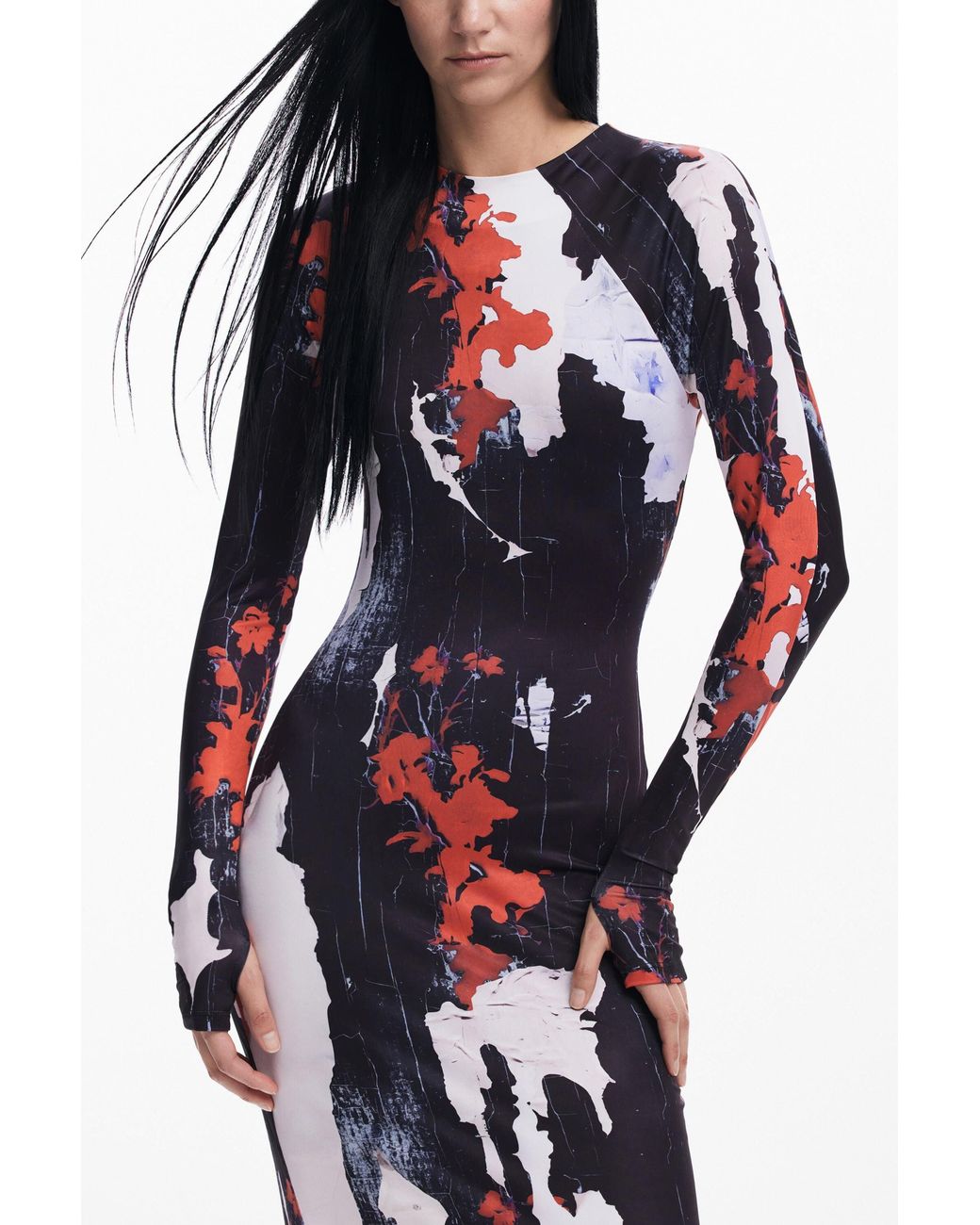 Desigual Blue Maitrepierre Printed Midi Dress, Polyester
