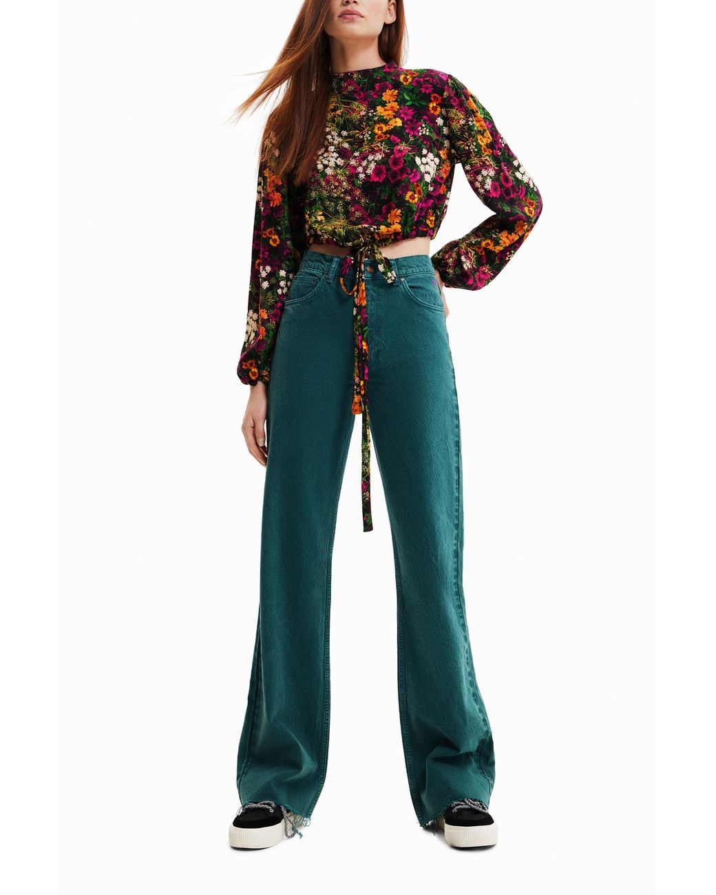 Desigual Multicolor Multi-Position Cropped Floral Blouse, Viscose