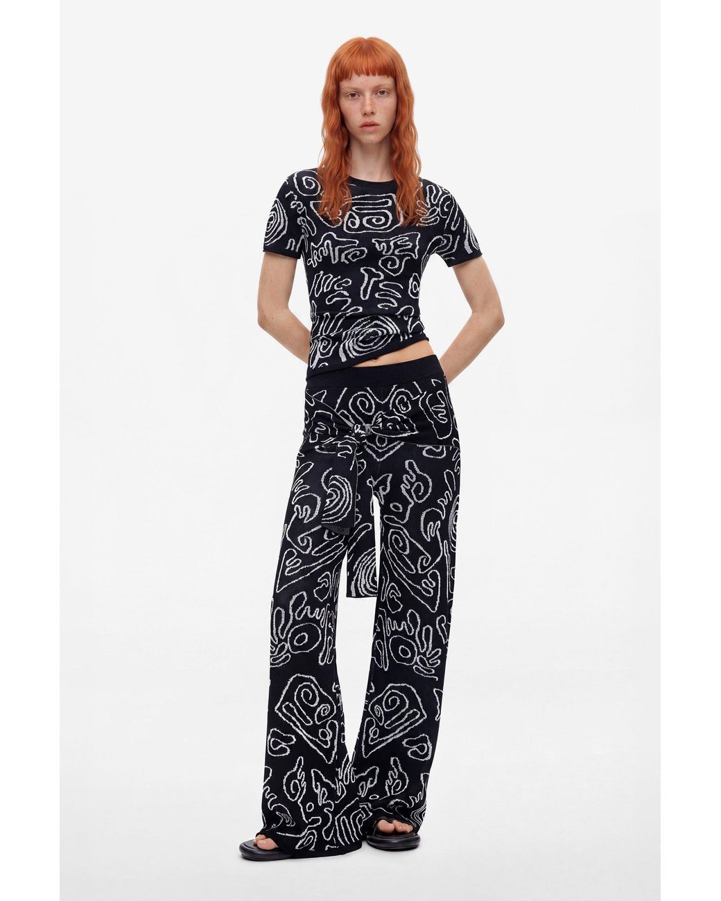 Desigual Blue Jacquard Knit Trousers
