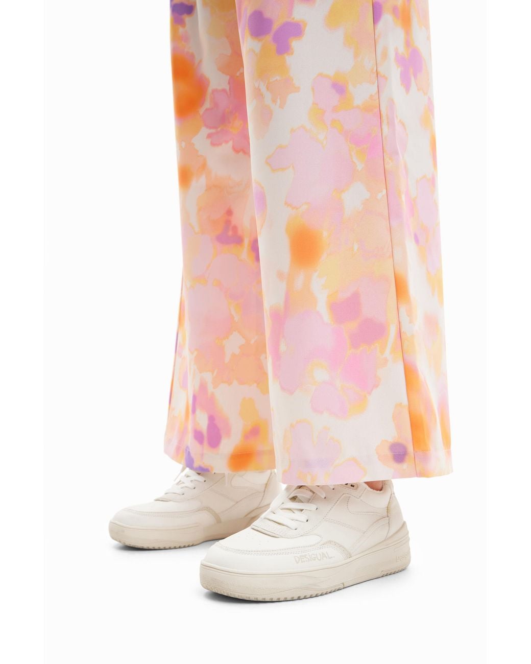 Desigual White Retro Patchwork Split Leather Sneakers