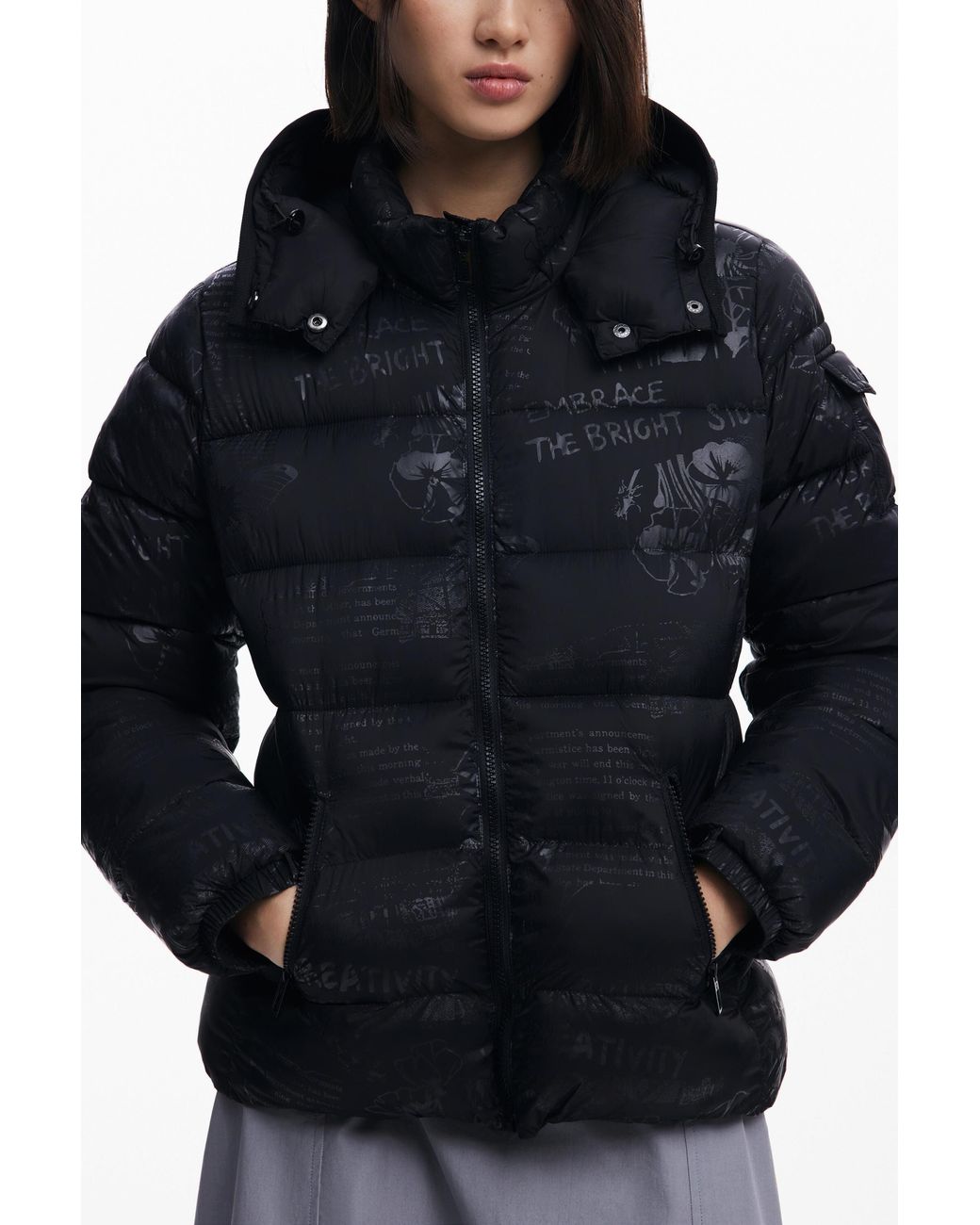 Desigual Blue Padded Coat, Polyamide