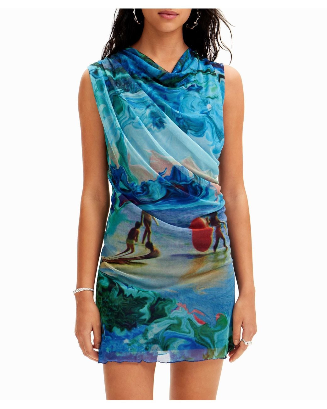 Desigual Blue M. Christian Lacroix Tulle Mini Dress, Polyester