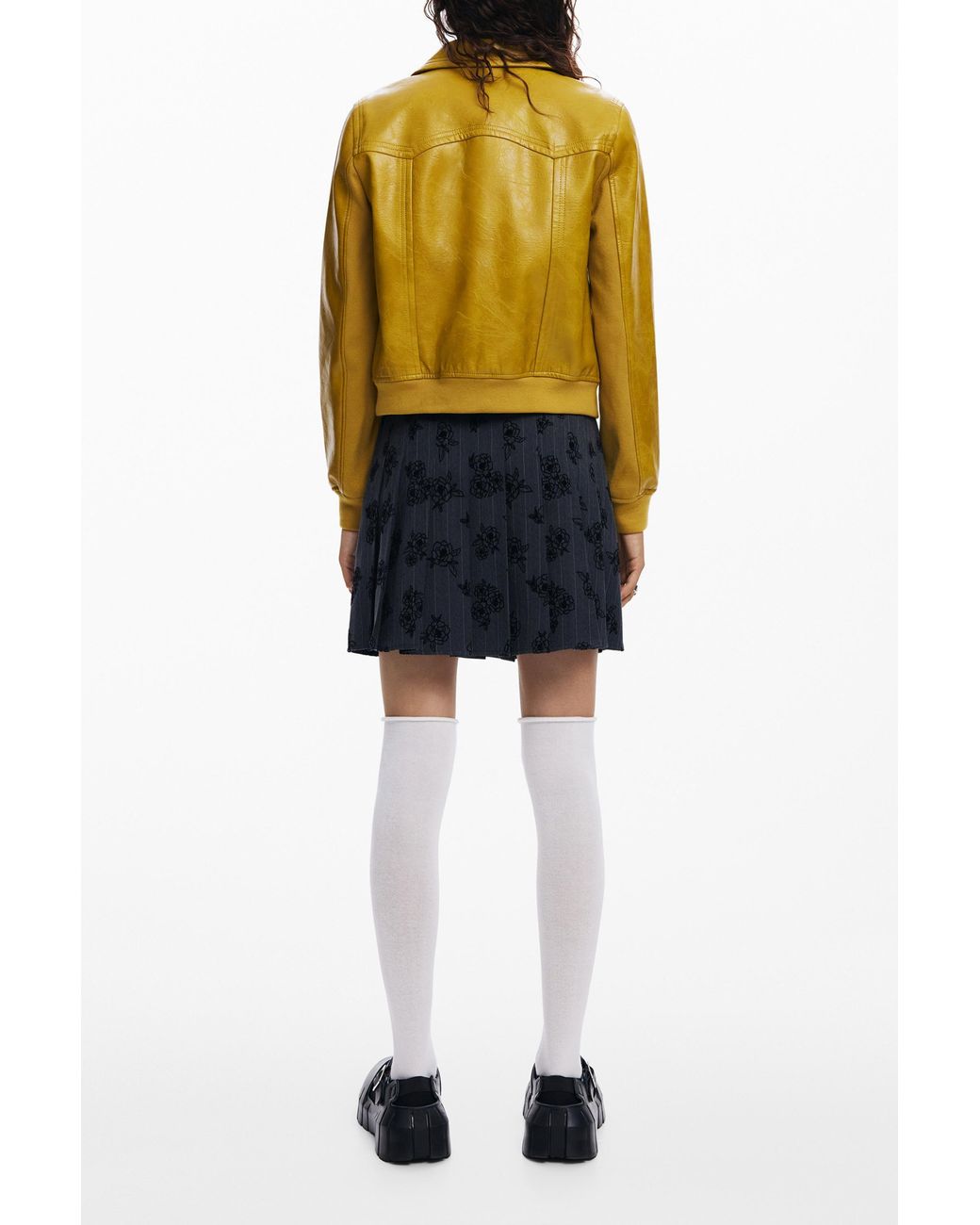 Desigual Yellow Faux Leather Biker Jacket