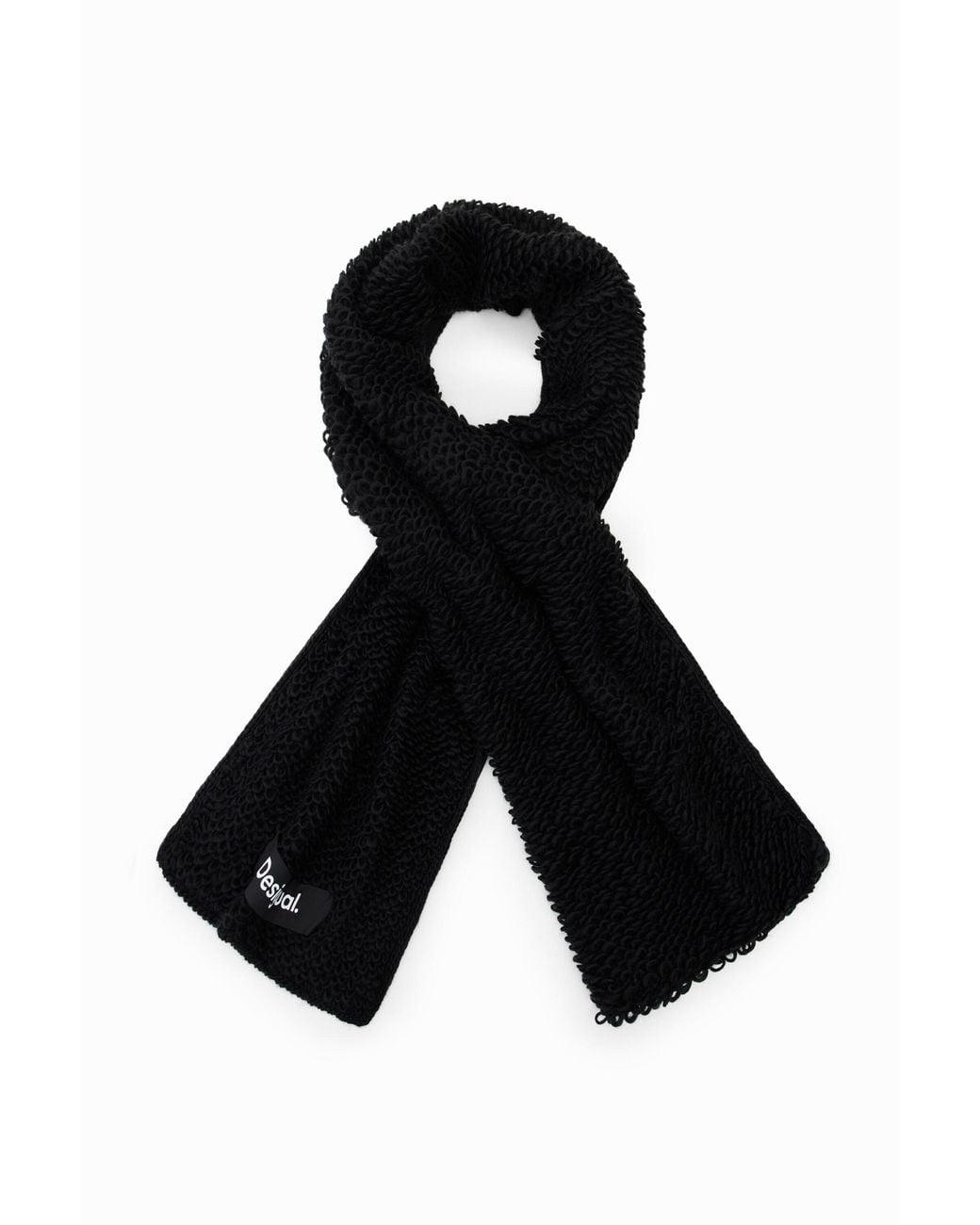 Desigual Black Long Bouclé Scarf