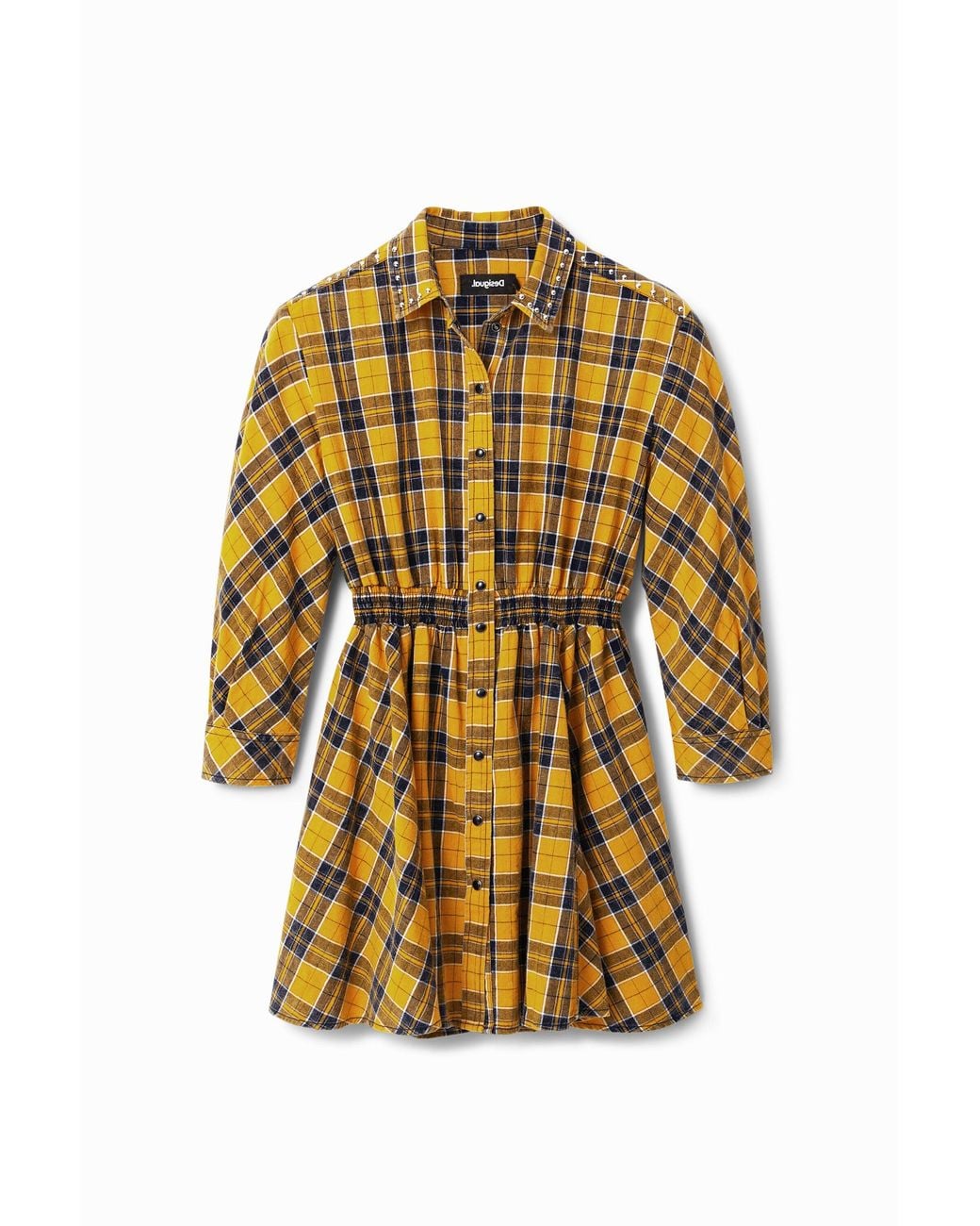 Desigual Yellow Midi Shirt Dress, Cotton