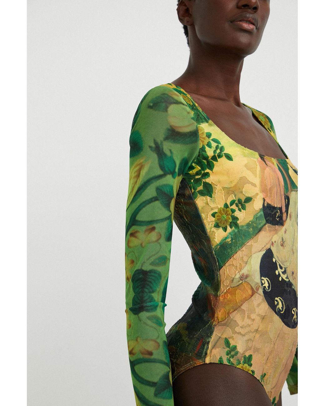Desigual Green Siesta Artwork Bodysuit, Polyester