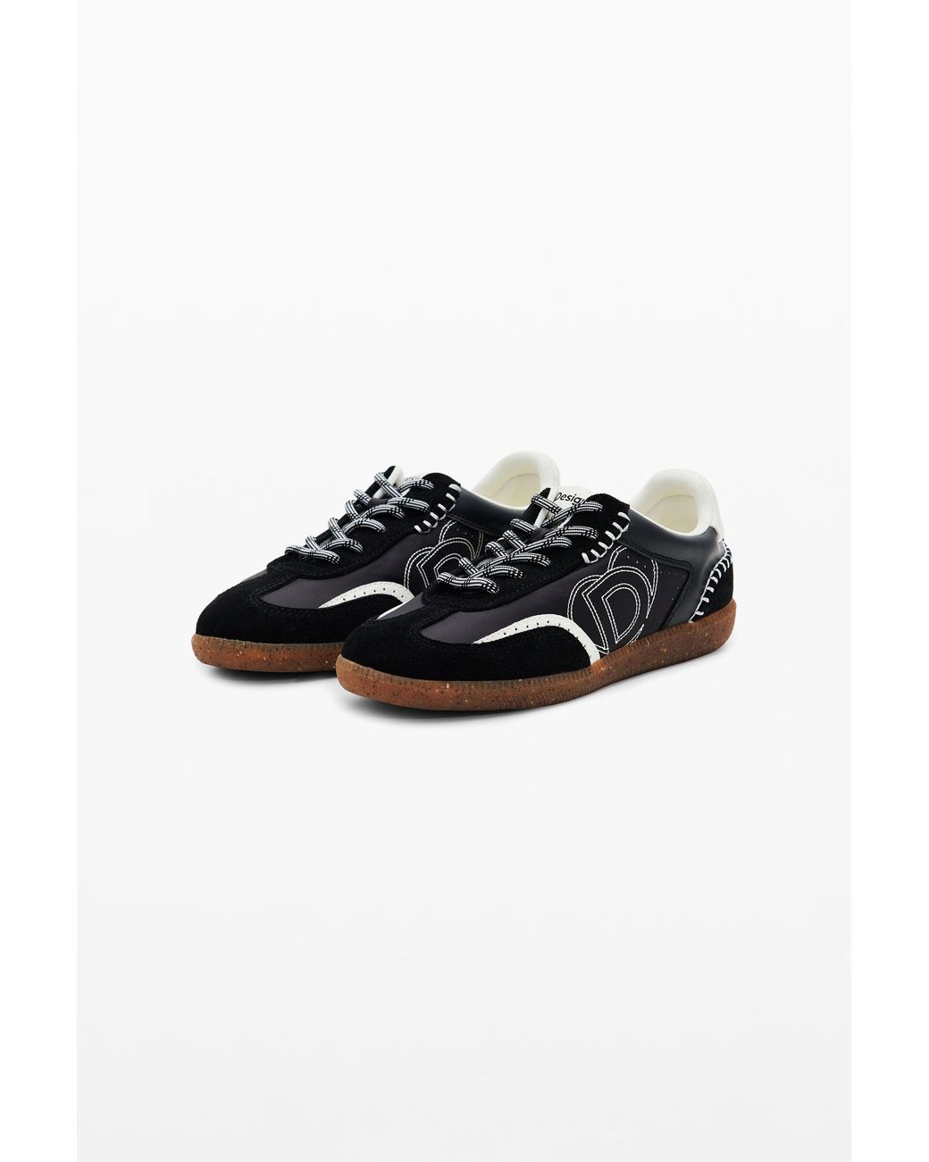 Desigual Black Retro Split Leather Sneakers