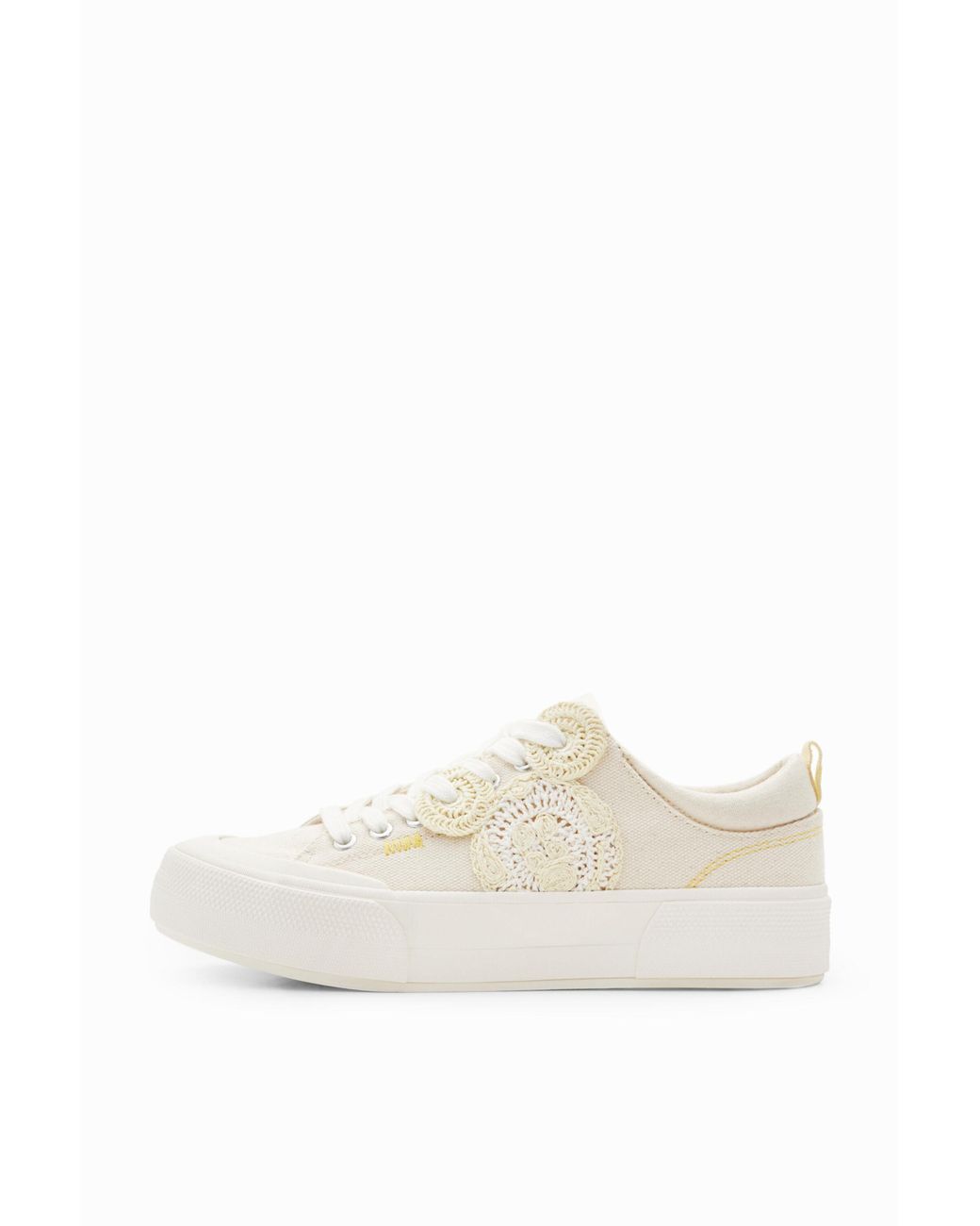Desigual White Canvas Mickey Mouse Sneakers, Cotton