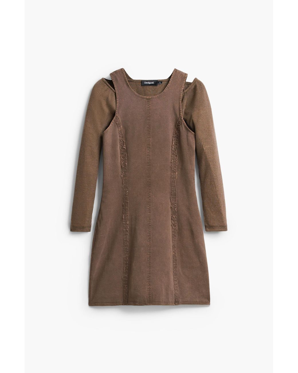 Desigual Brown Denim Combined Dress, Cotton