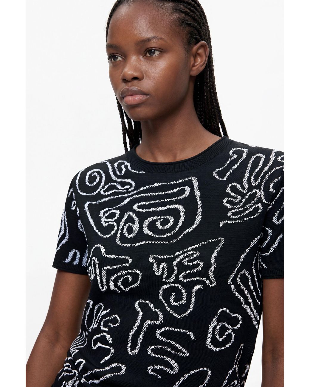 Desigual Black Jacquard Knit T-Shirt