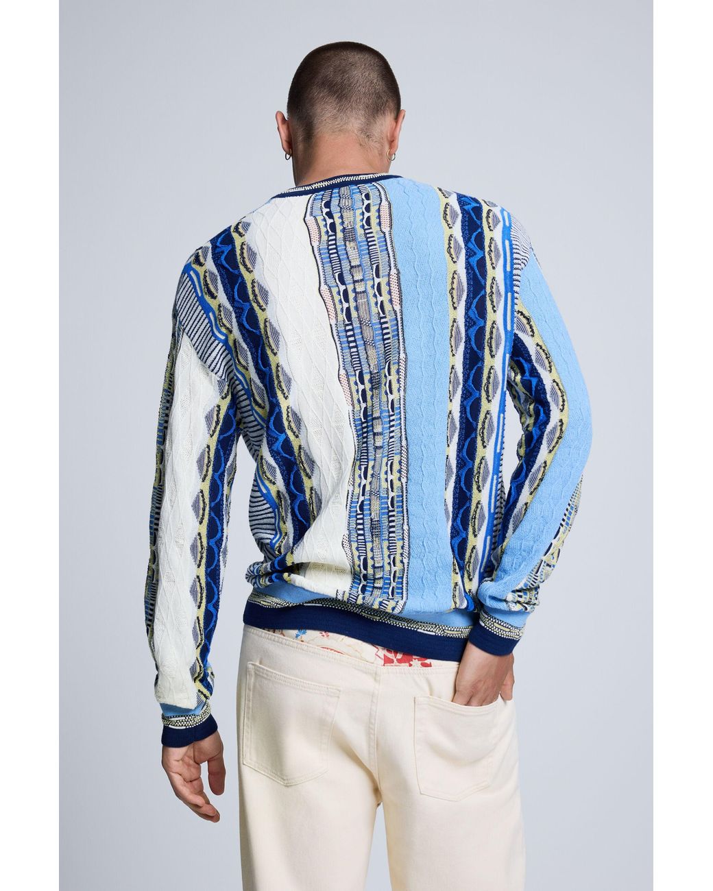 Desigual Blue Jacquard Sweater for men