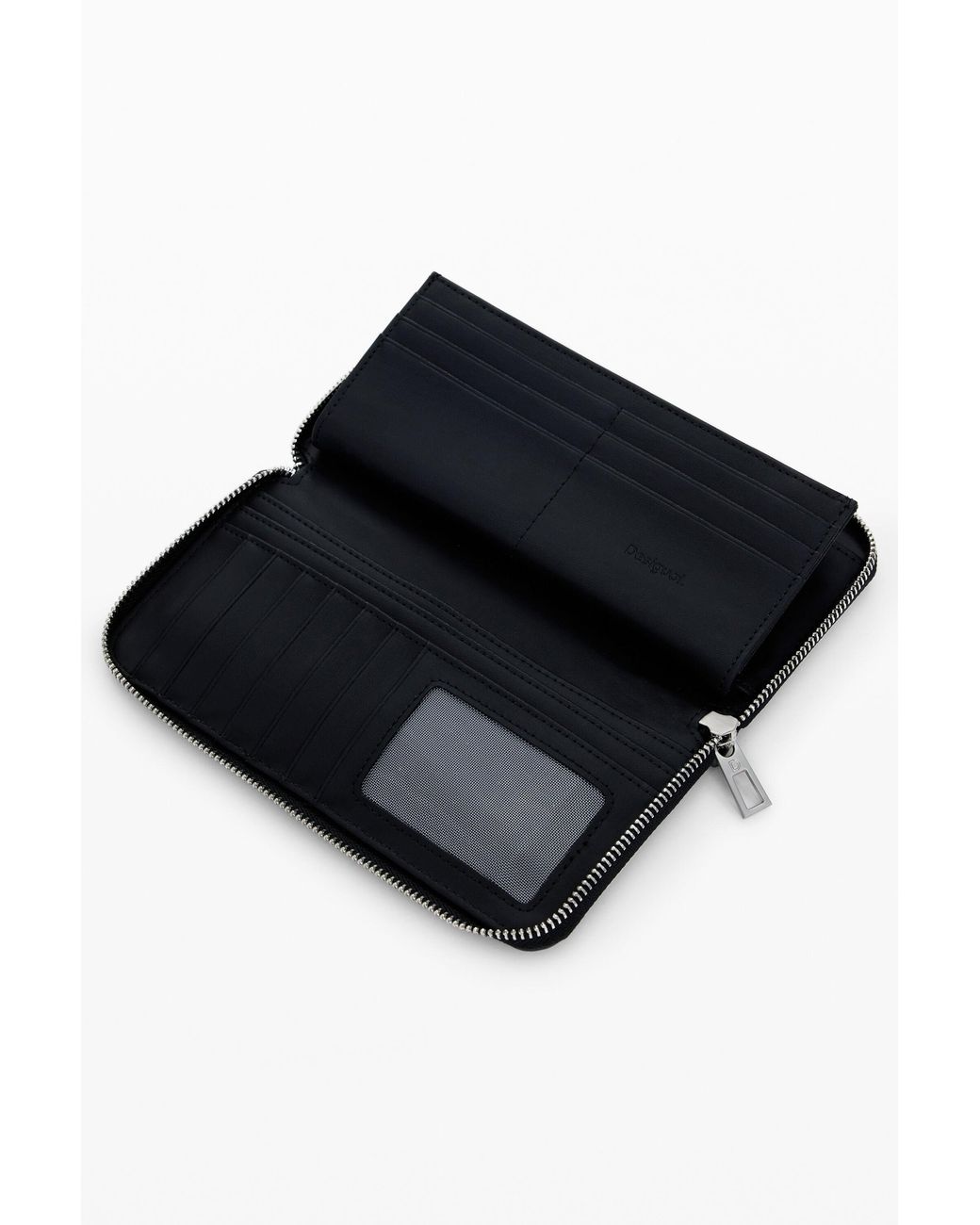 Desigual Black Large Faux Leather Wallet With Buckles, Polyurethane