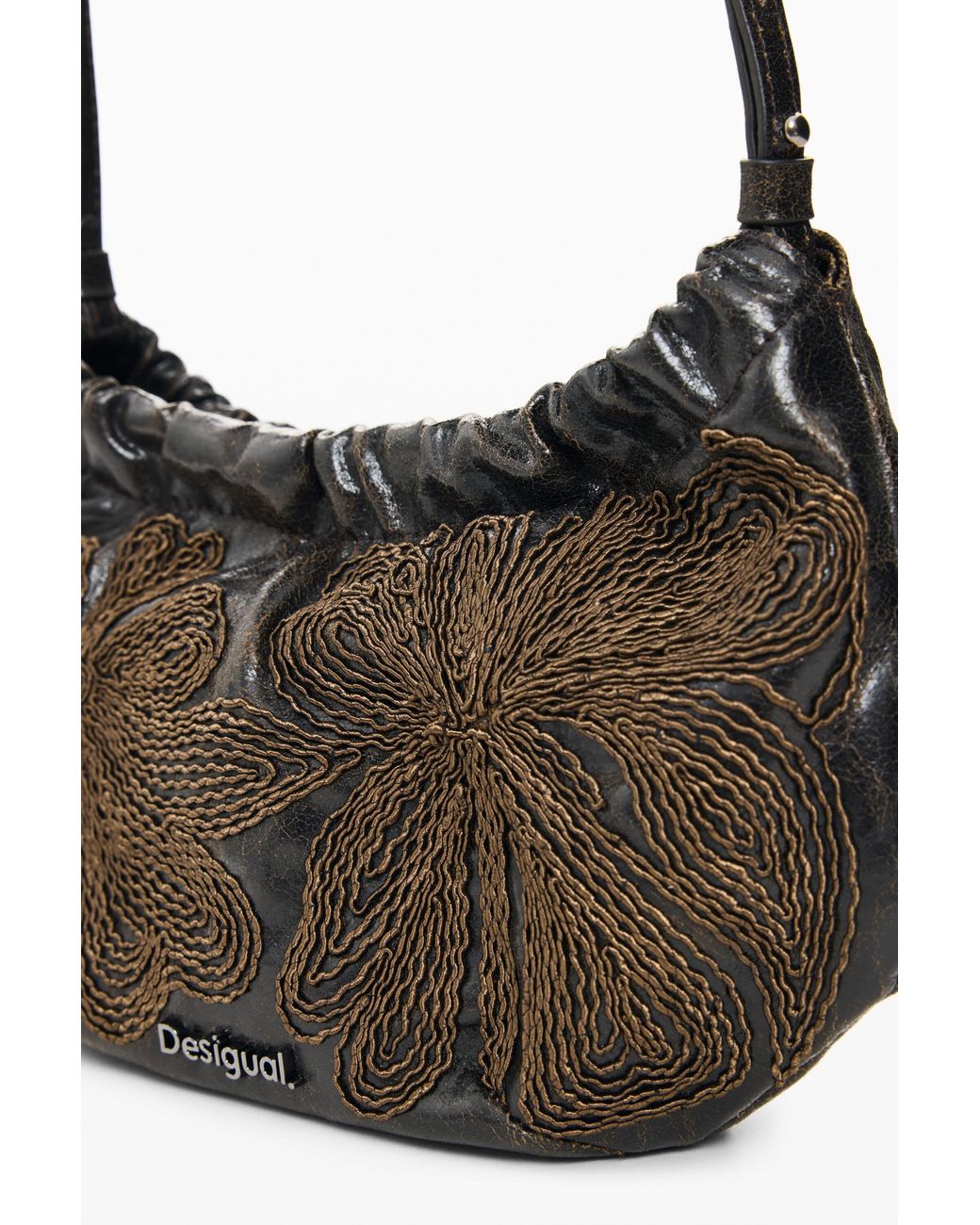 Desigual White Small Embroidered Bag, Polyurethane