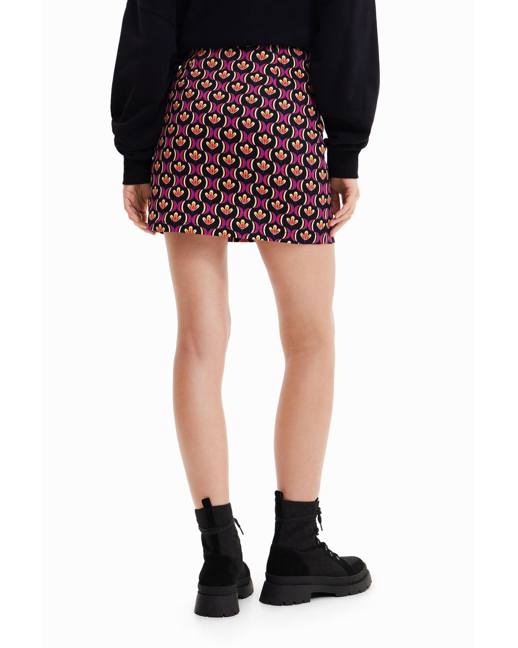 Desigual Red Retro Slim Mini Skirt, Cotton