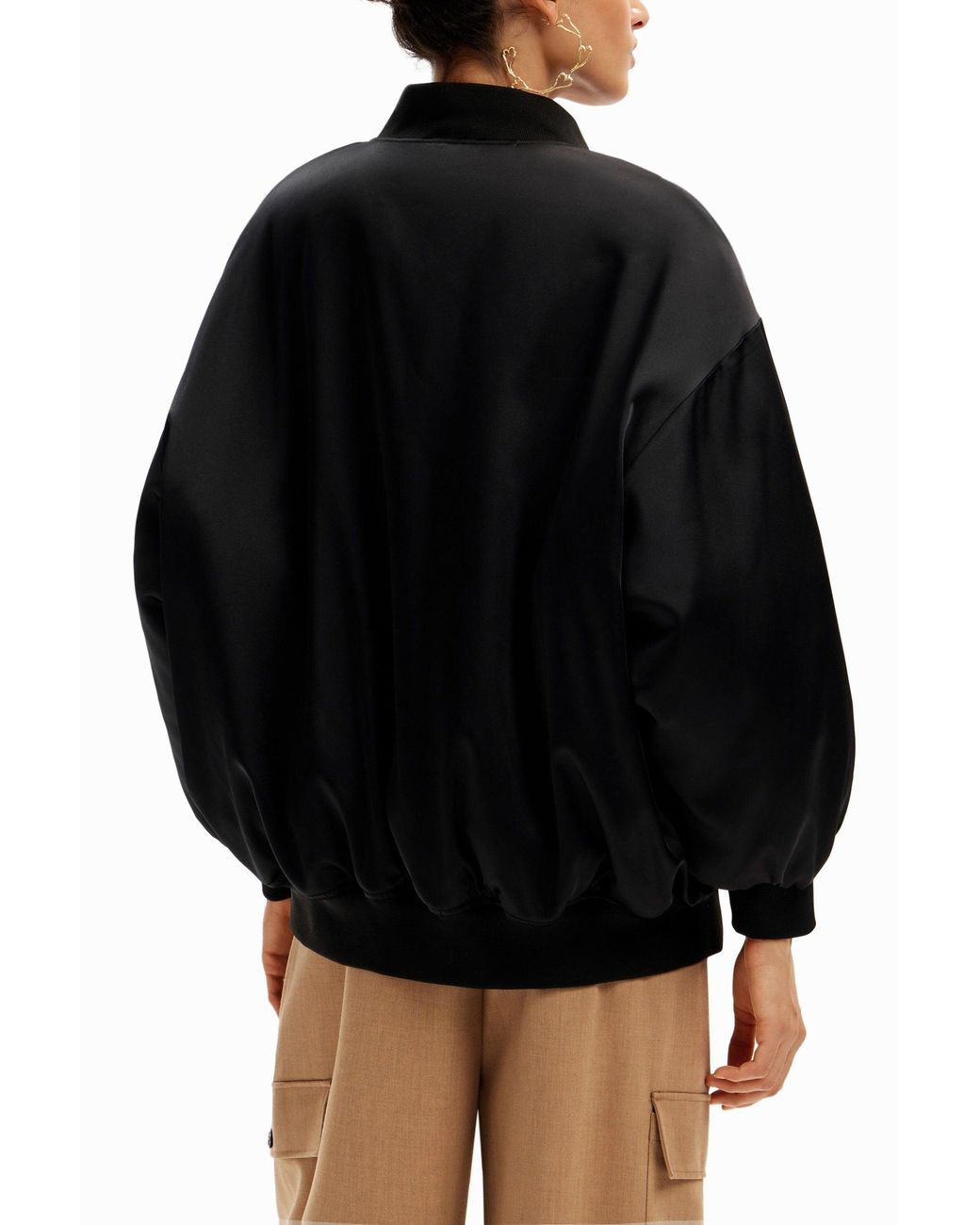 Desigual Black M. Christian Lacroix Oversize Bomber Jacket, Polyester