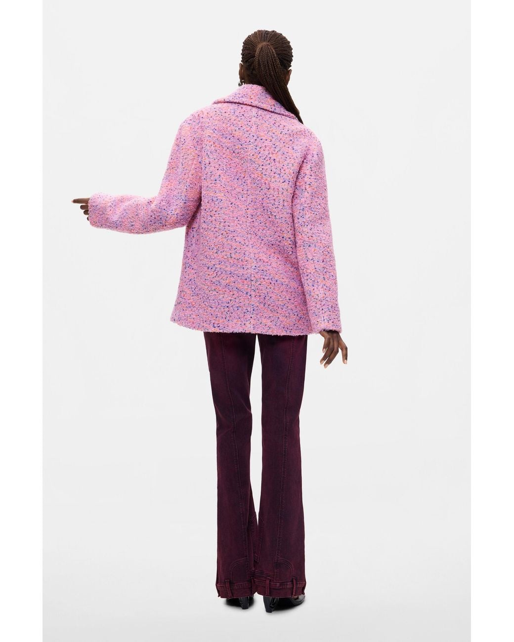Desigual Pink Short Coat With Wool