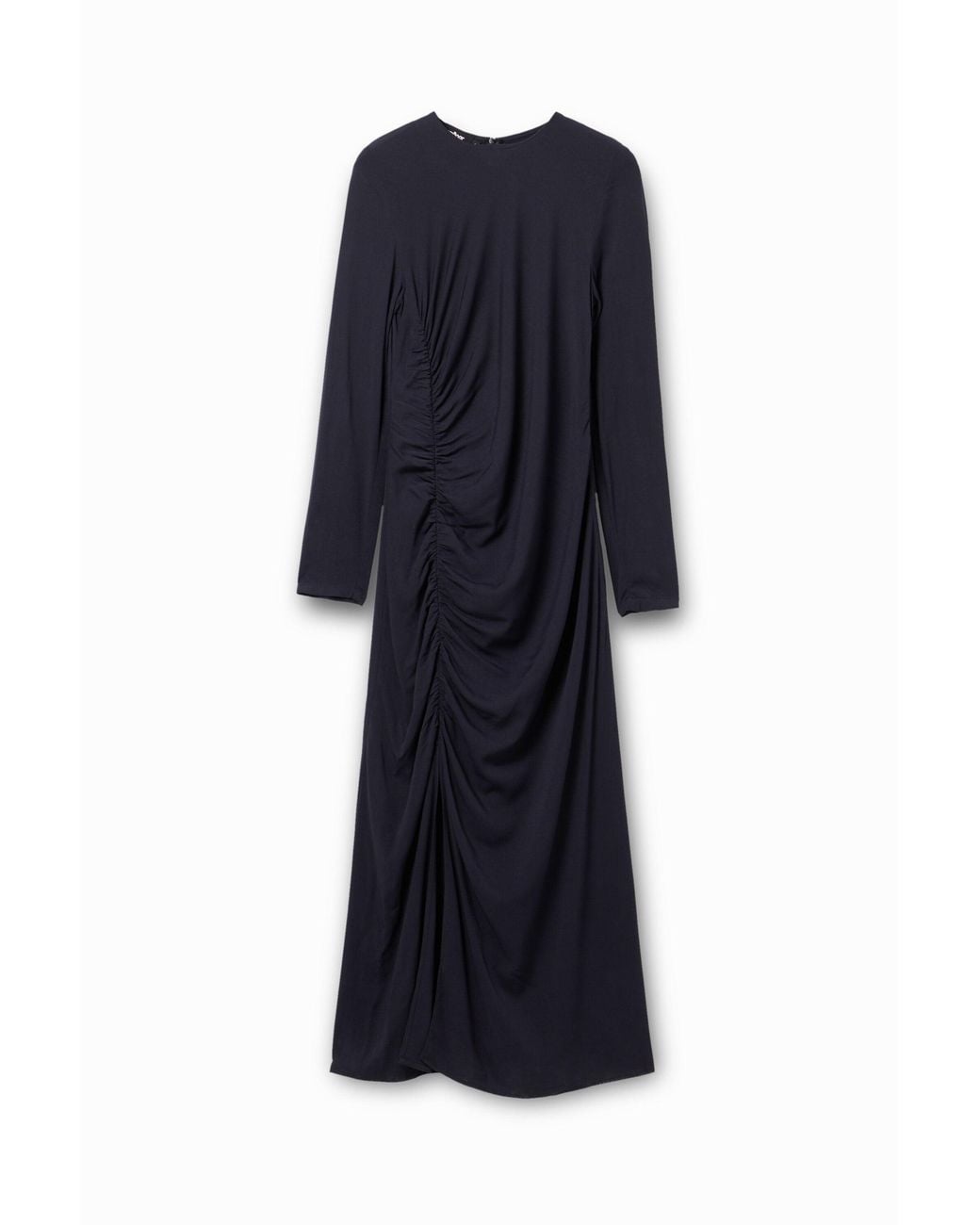 Desigual Blue Gathered Midi Dress, Viscose