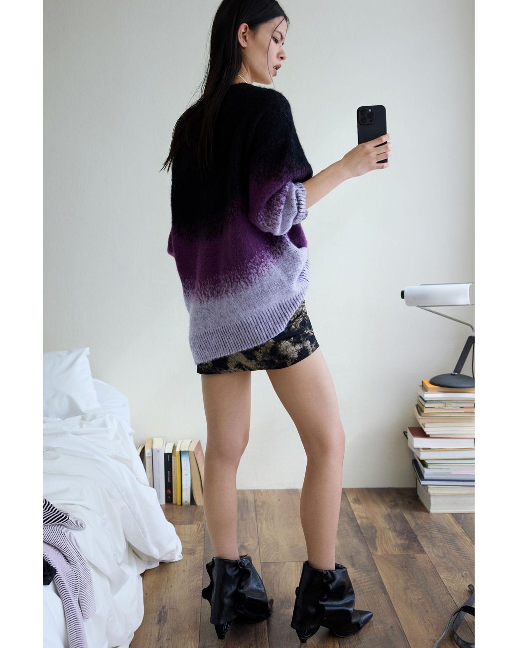 Desigual Red Gradient Knit Sweater