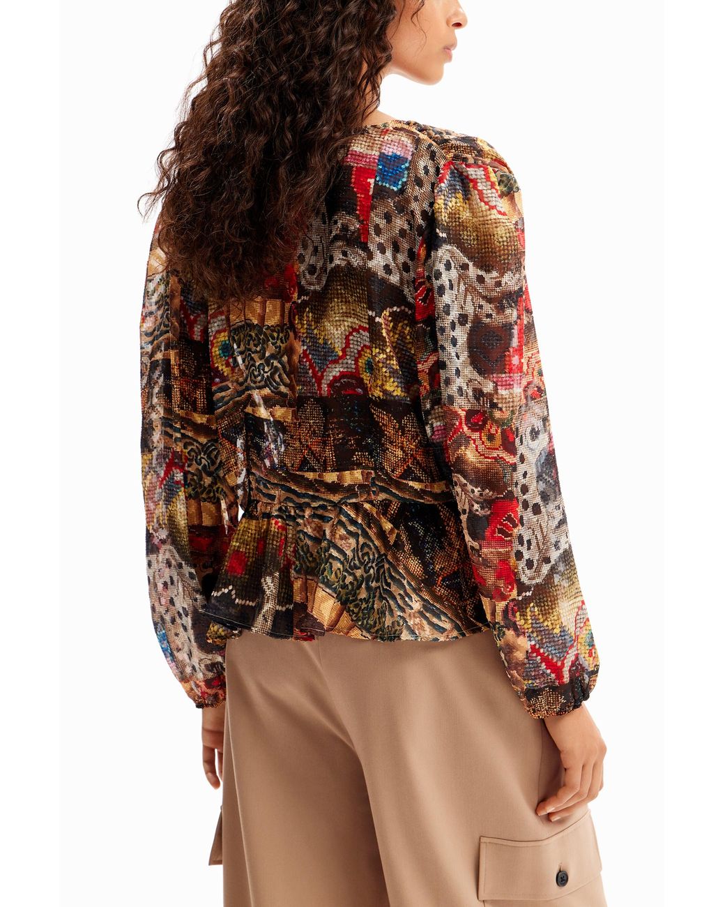 Desigual Brown M. Christian Lacroix Tapestry Blouse, Polyester