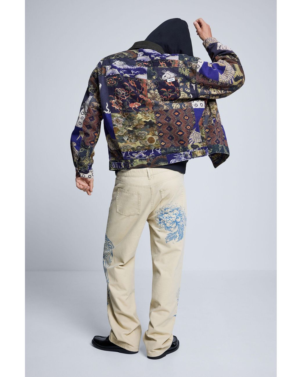 Desigual Blue Camouflage Printed Jacket, Cotton for men