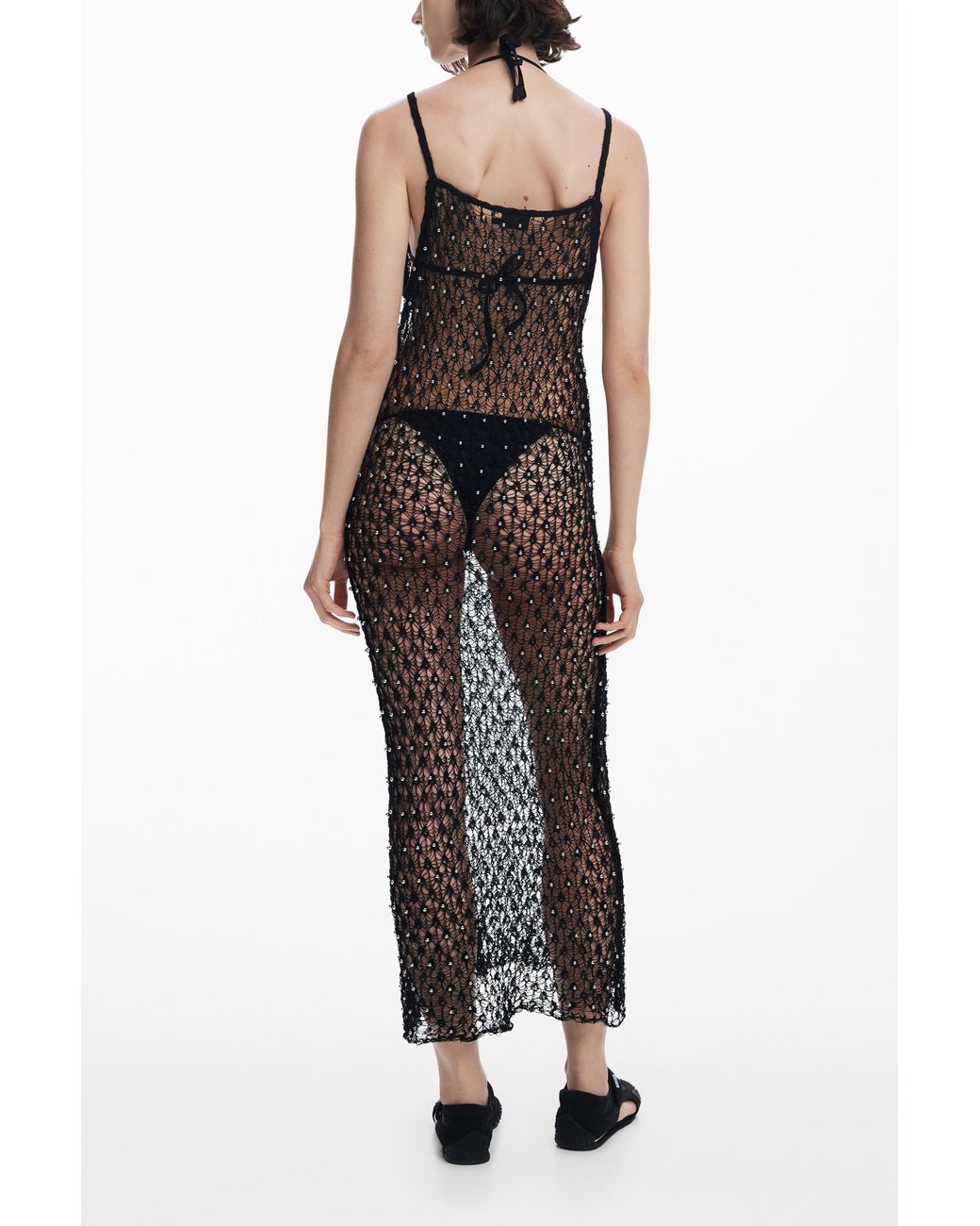 Desigual Black Plain Midi Dress