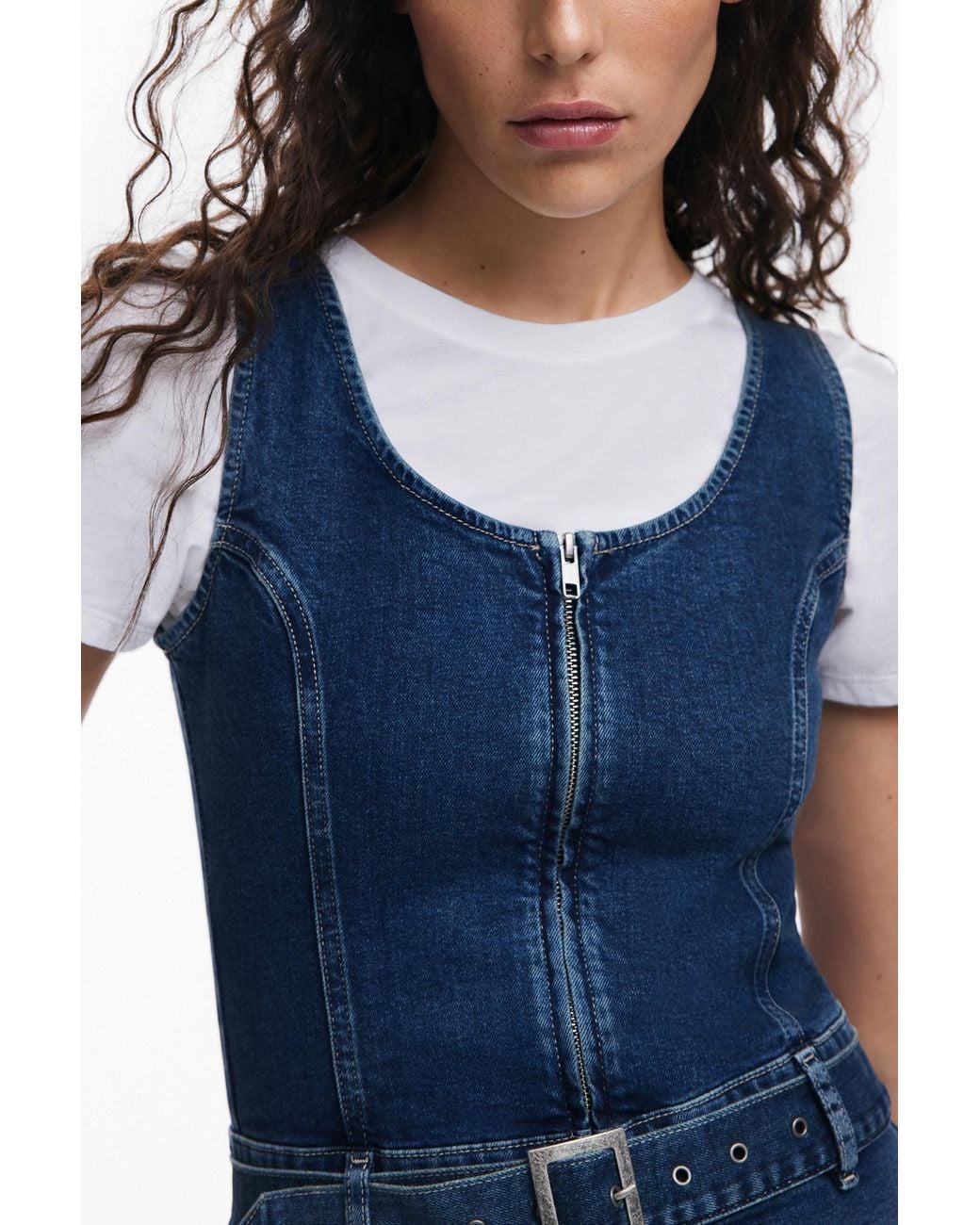 Desigual Blue Denim Dress Belt, Cotton
