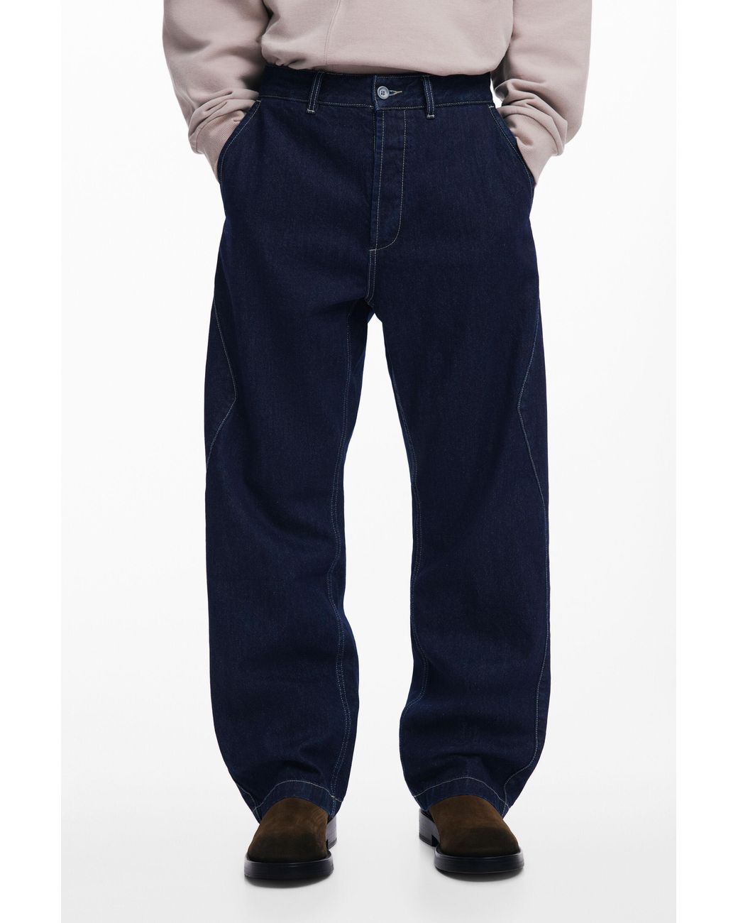 Desigual Blue Zigzag Stitch Jeans, Cotton for men