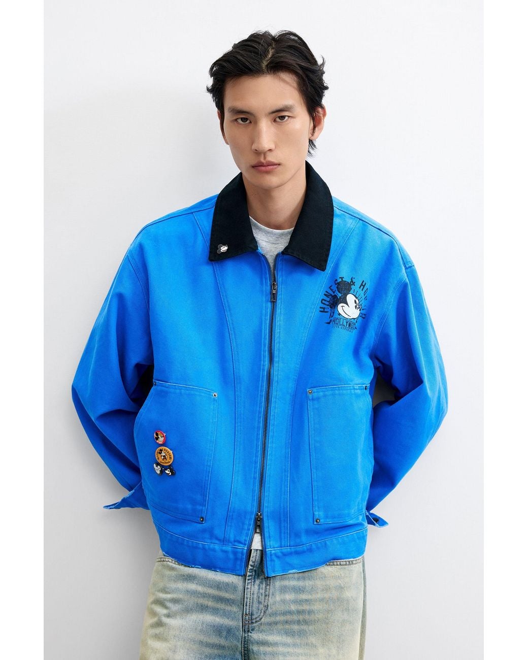 Desigual Blue Printed Mickey Jacket, Cotton for men