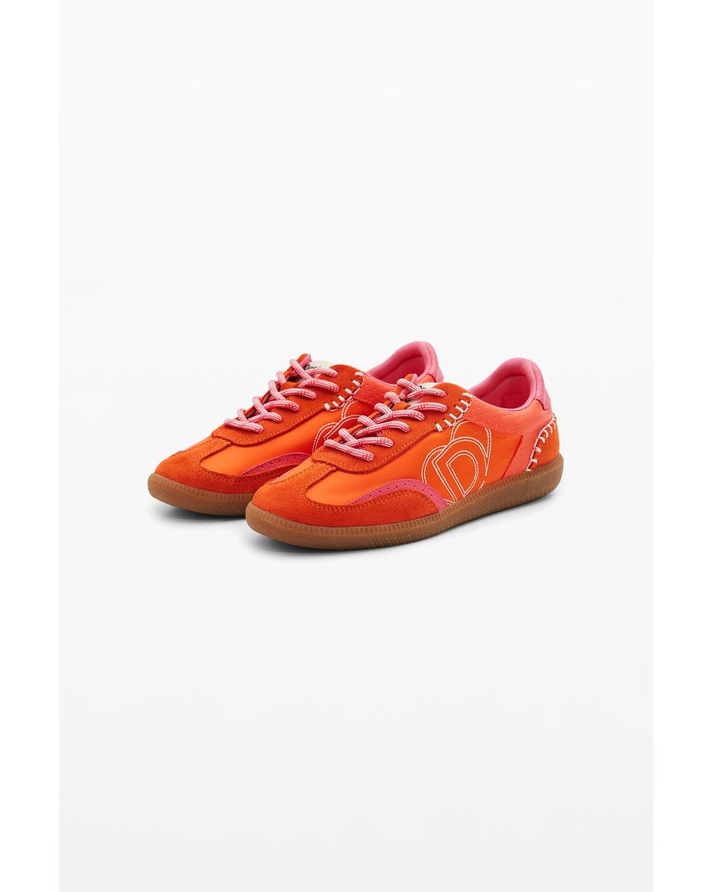 Desigual Red Retro Split Leather Sneakers