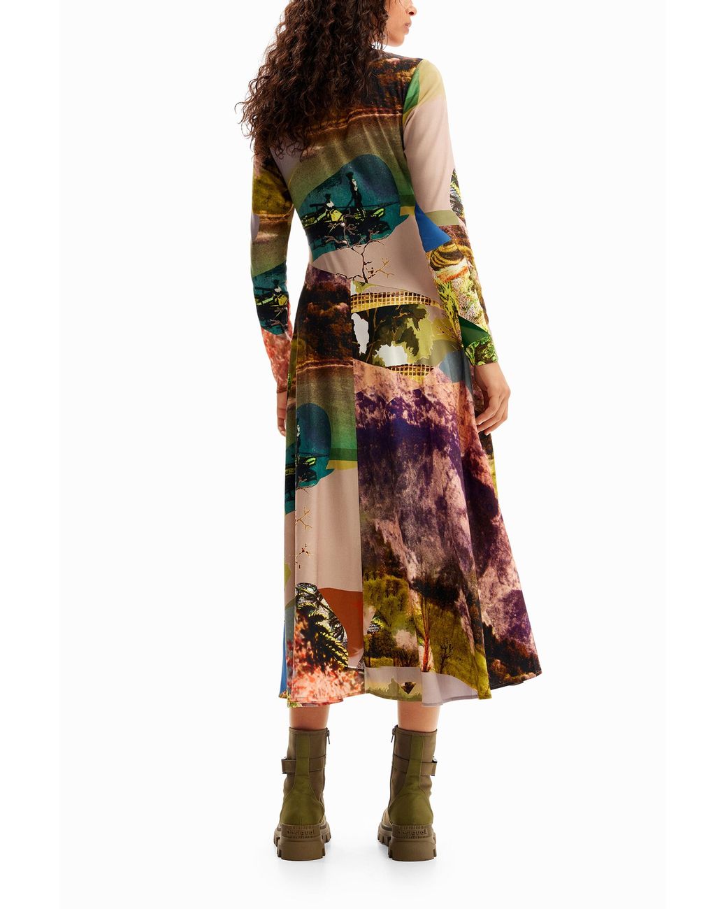 Desigual Multicolor M. Christian Lacroix Collage Midi Dress, Viscose