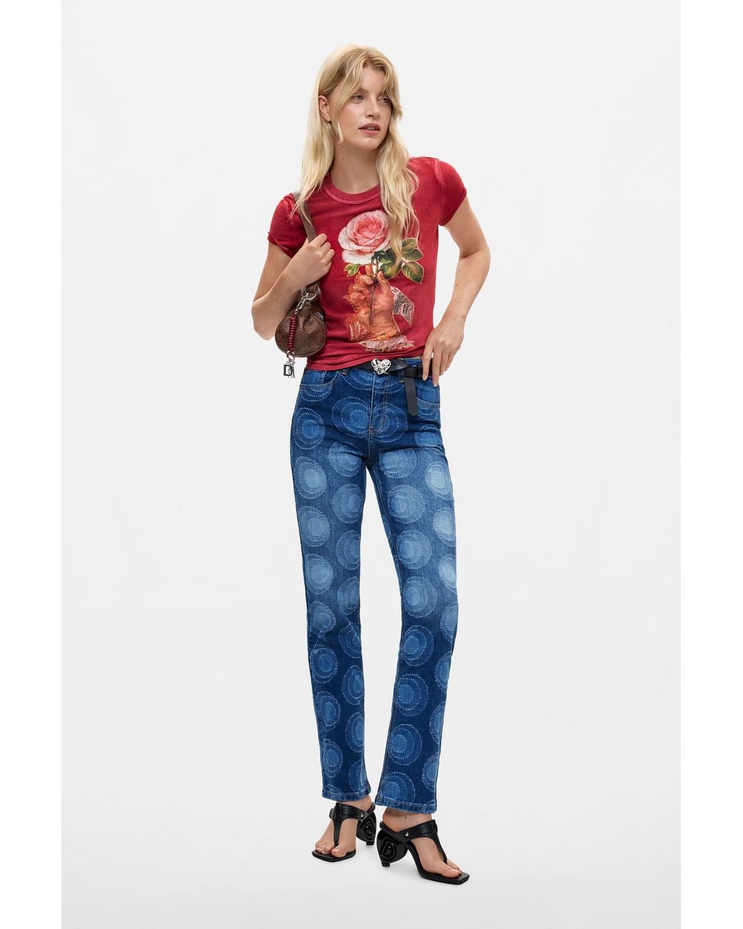 Desigual Red Printed T-Shirt, Cotton